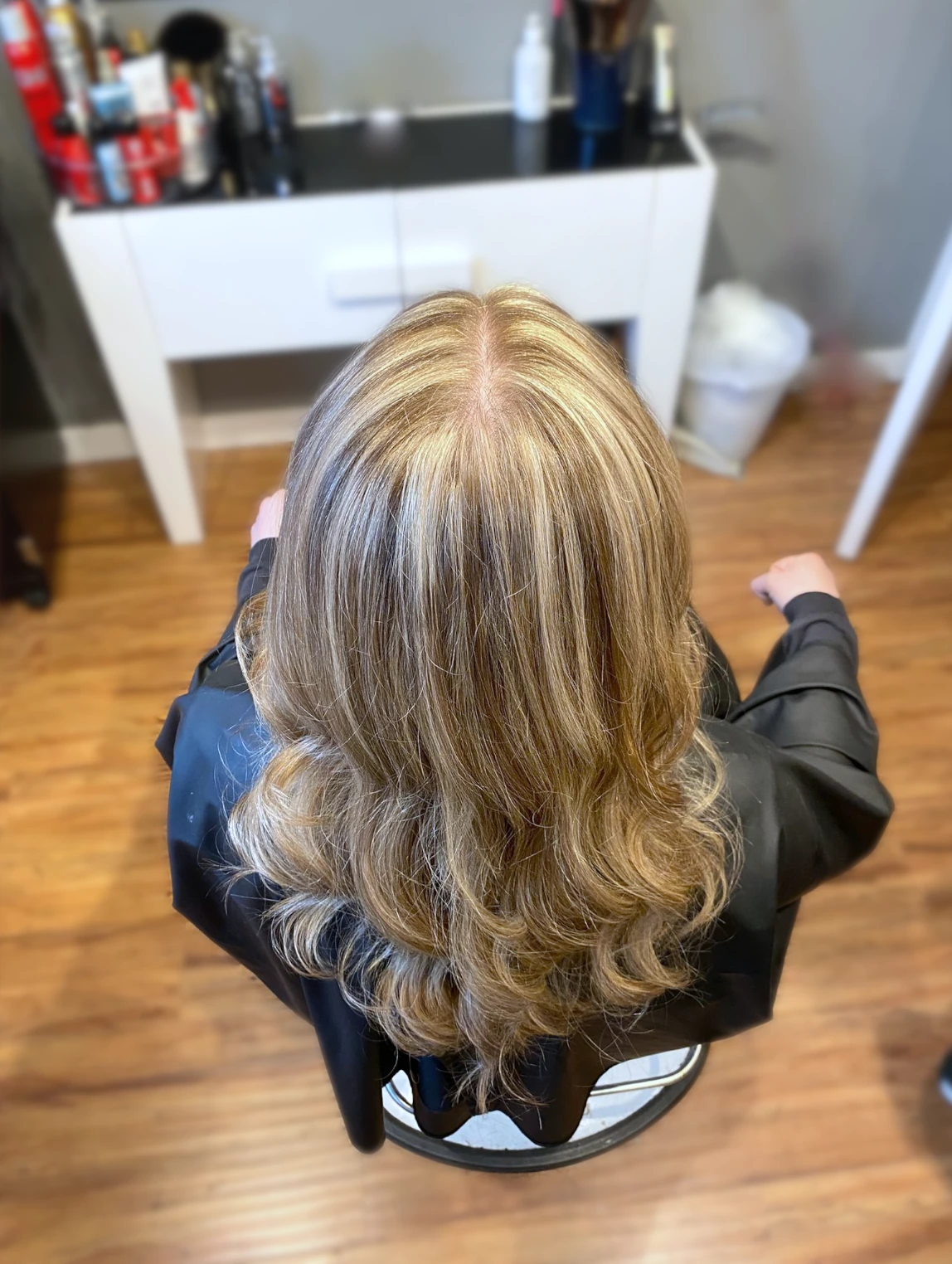 Client with a professional color treatment